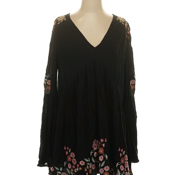 Free People Black Floral Mini Dress - Picture 2 of 3